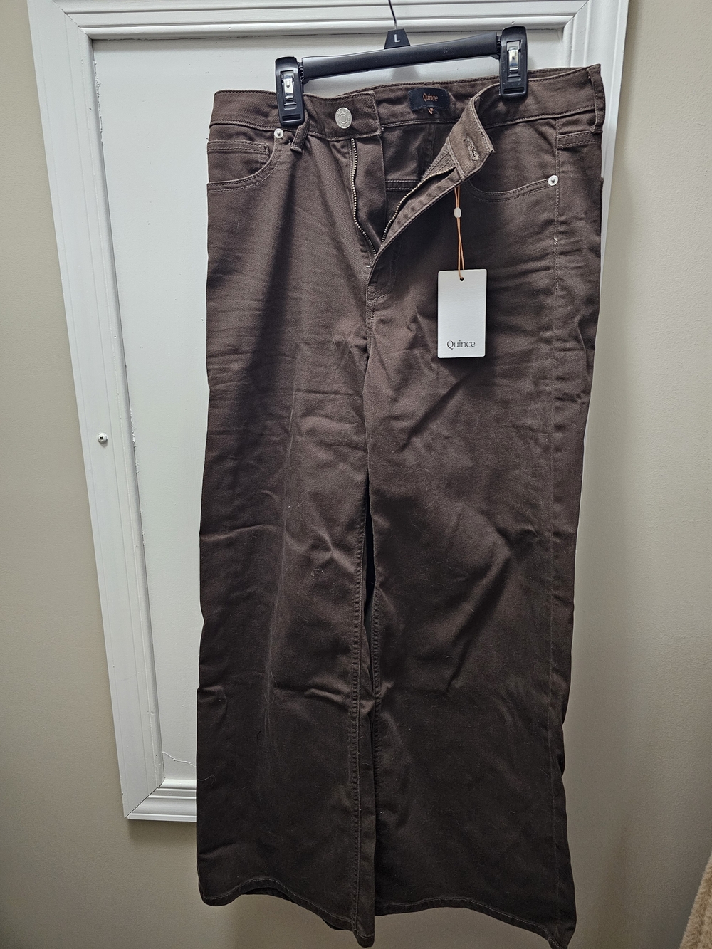 Womens Quince Brown Wide Leg Denim Pants NWT Size 31
